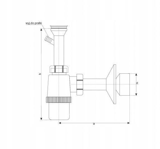 SYFON UMYWALKOWY FI 50 Z WYJ. NA PRALKĘ SITKO PLASTIKOWE Marka Hydroland