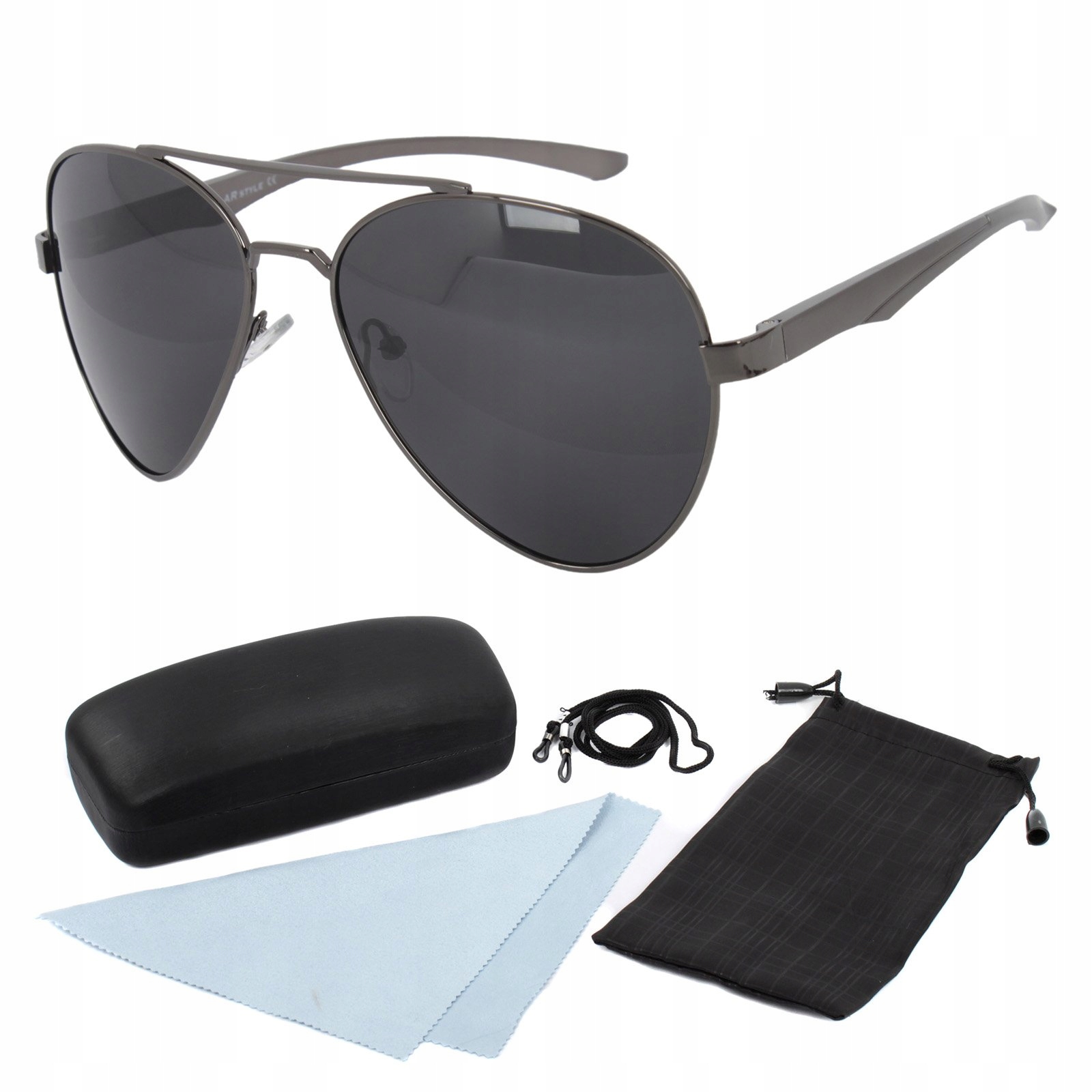 Polar Fashion P1045 C3 szare aviator przeciwsłoneczne okulary z polaryzacją