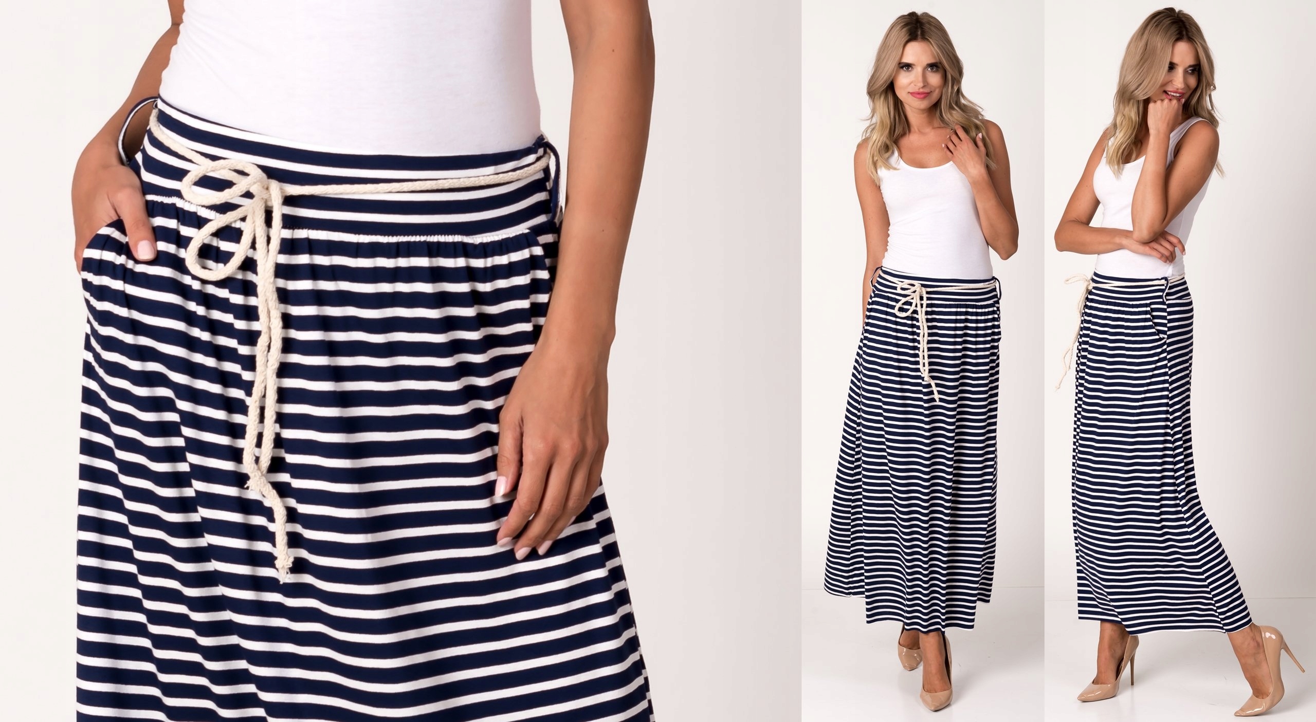 WŁOSKA MAXI DŁUGA SPÓDNICA Z KIESZENIAMI - KOLORY Rozmiar uniwersalny