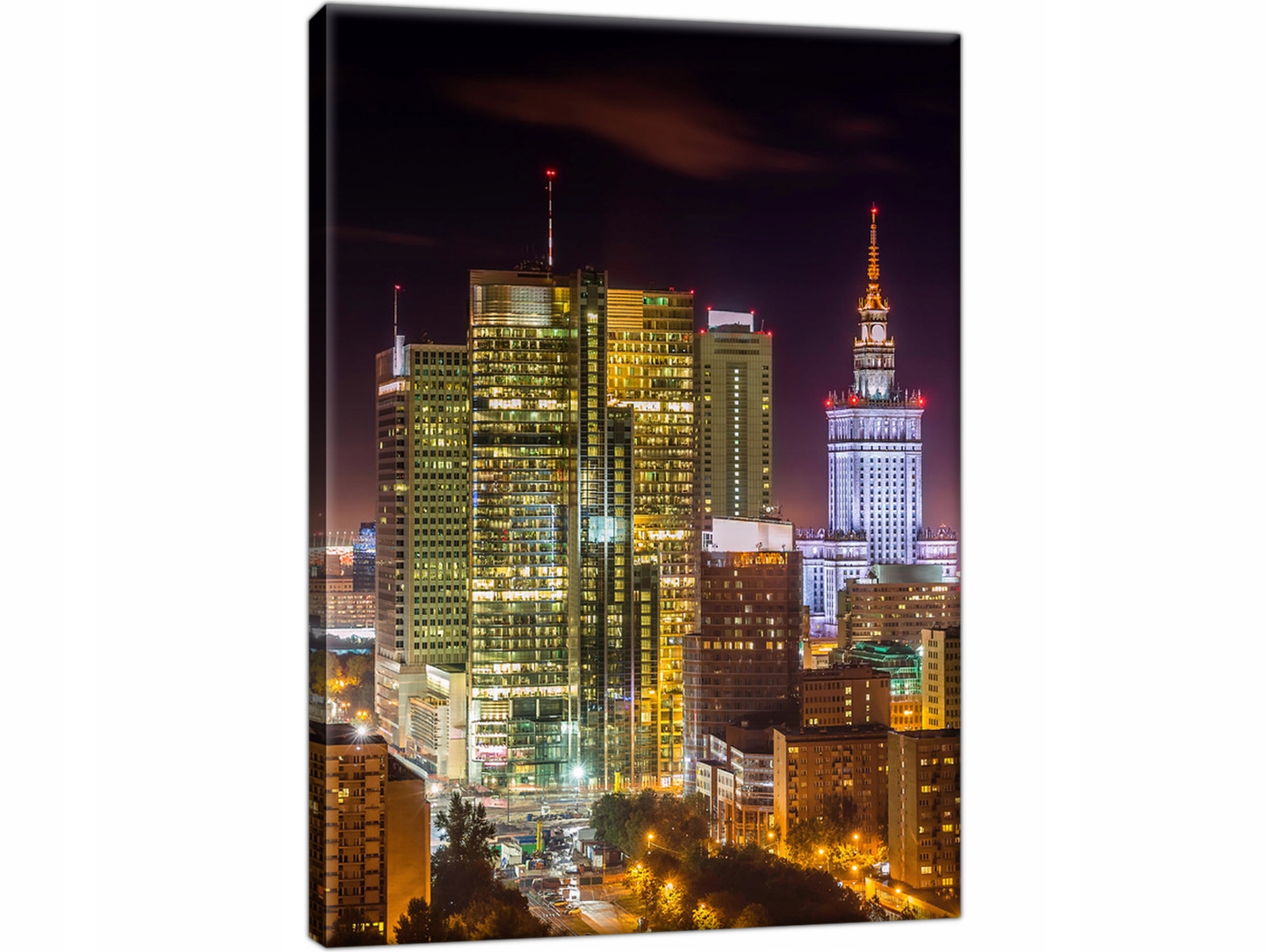 

Nocna panorama Warszawy 30x40 Miasto Obraz Tryptyk