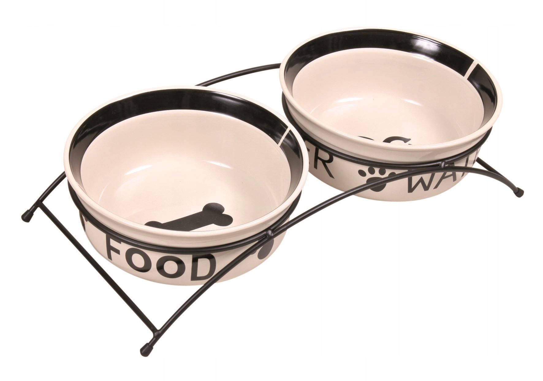 Levně Sada keramických misek na stojanu Eat on Feet 2.6 l/o 25 cm bílo černá