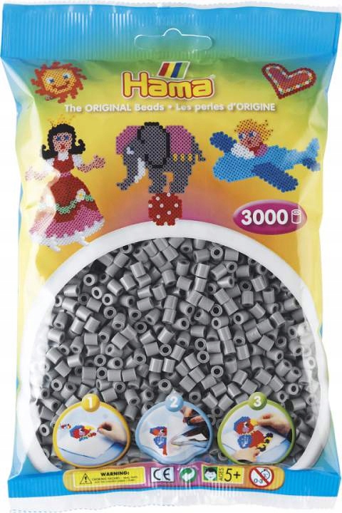 

Koraliki Hama MIDI 3000 Sztuk 201-17 Popielaty