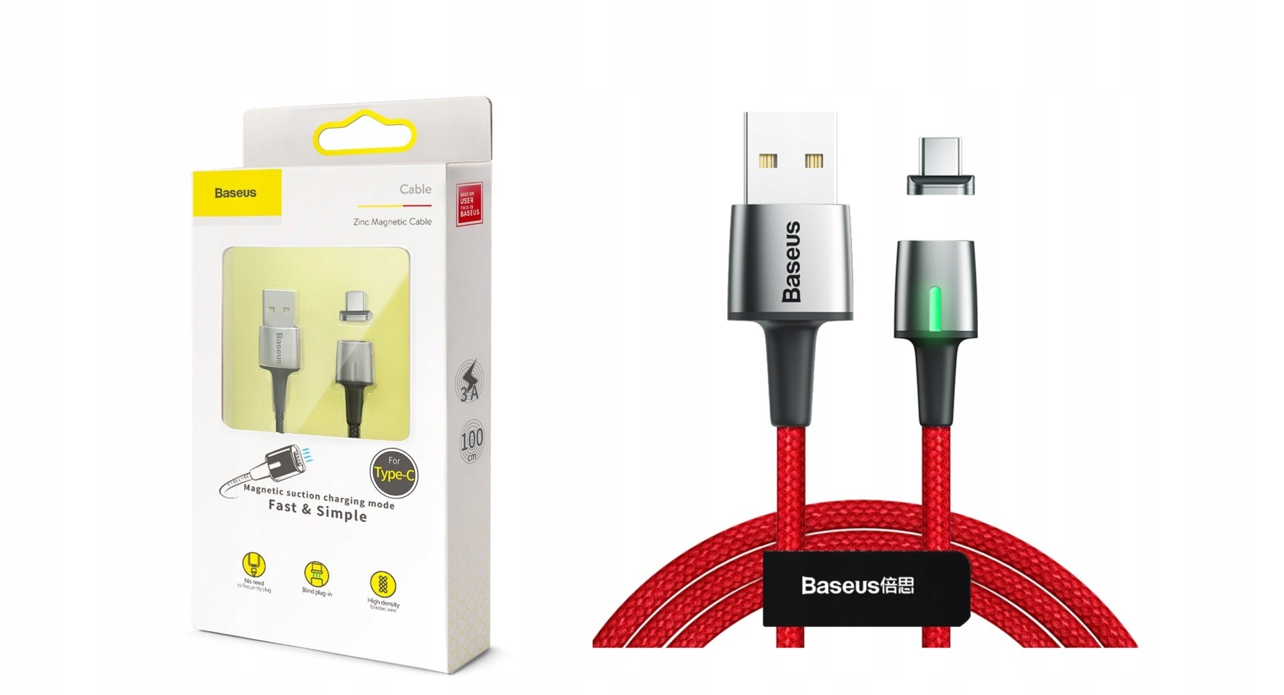 

Baseus Kabel magnetyczny Nylon Usb-c Led Xiaomi Lg