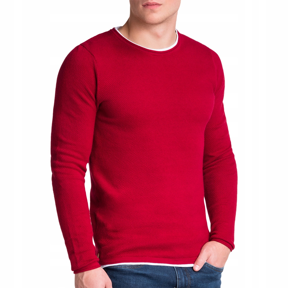 

Sweter męski do jeansów casual E121 czerwony L