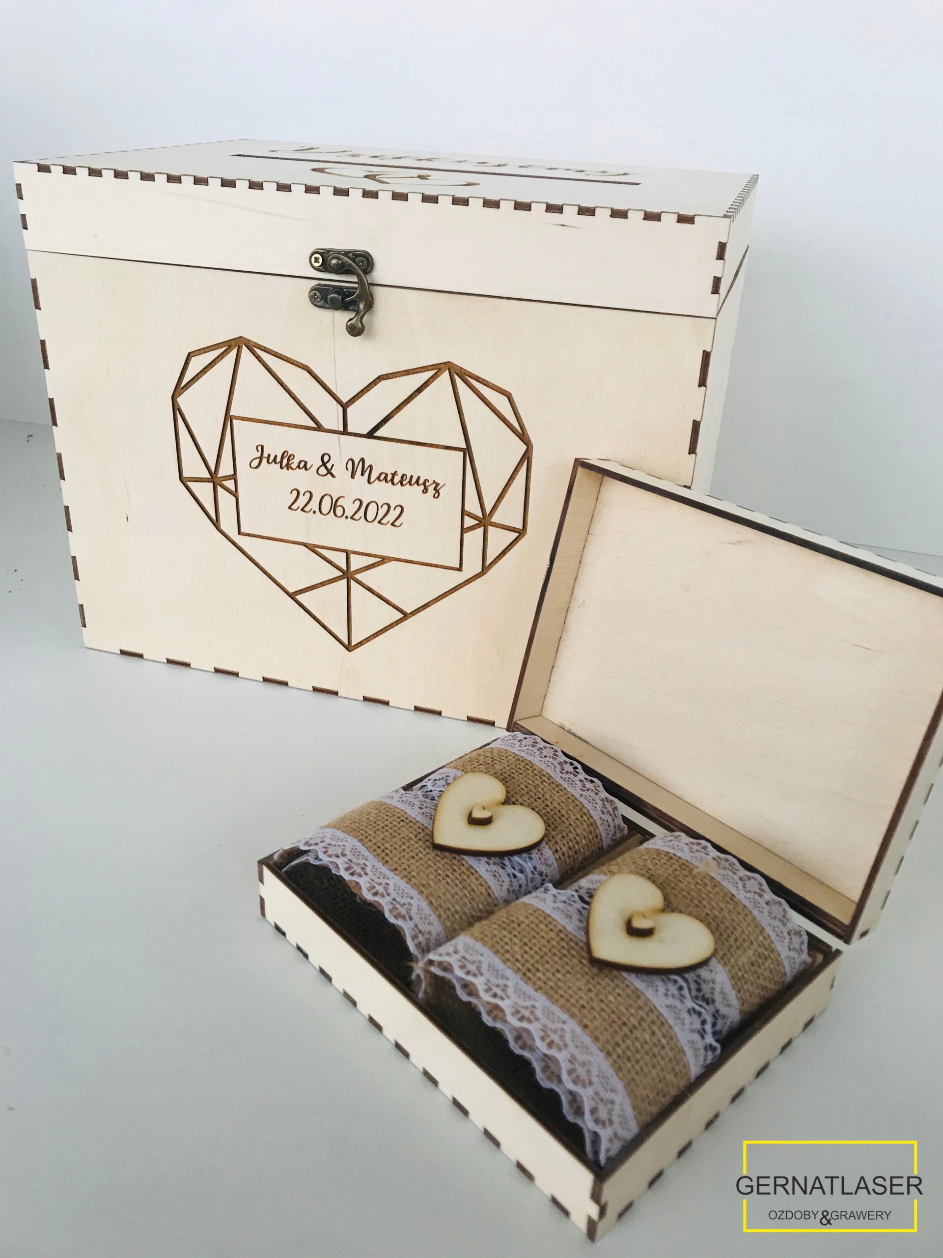 Pudełko Na Koperty i Obrączki Rustykalne KOMPLET Marka inny