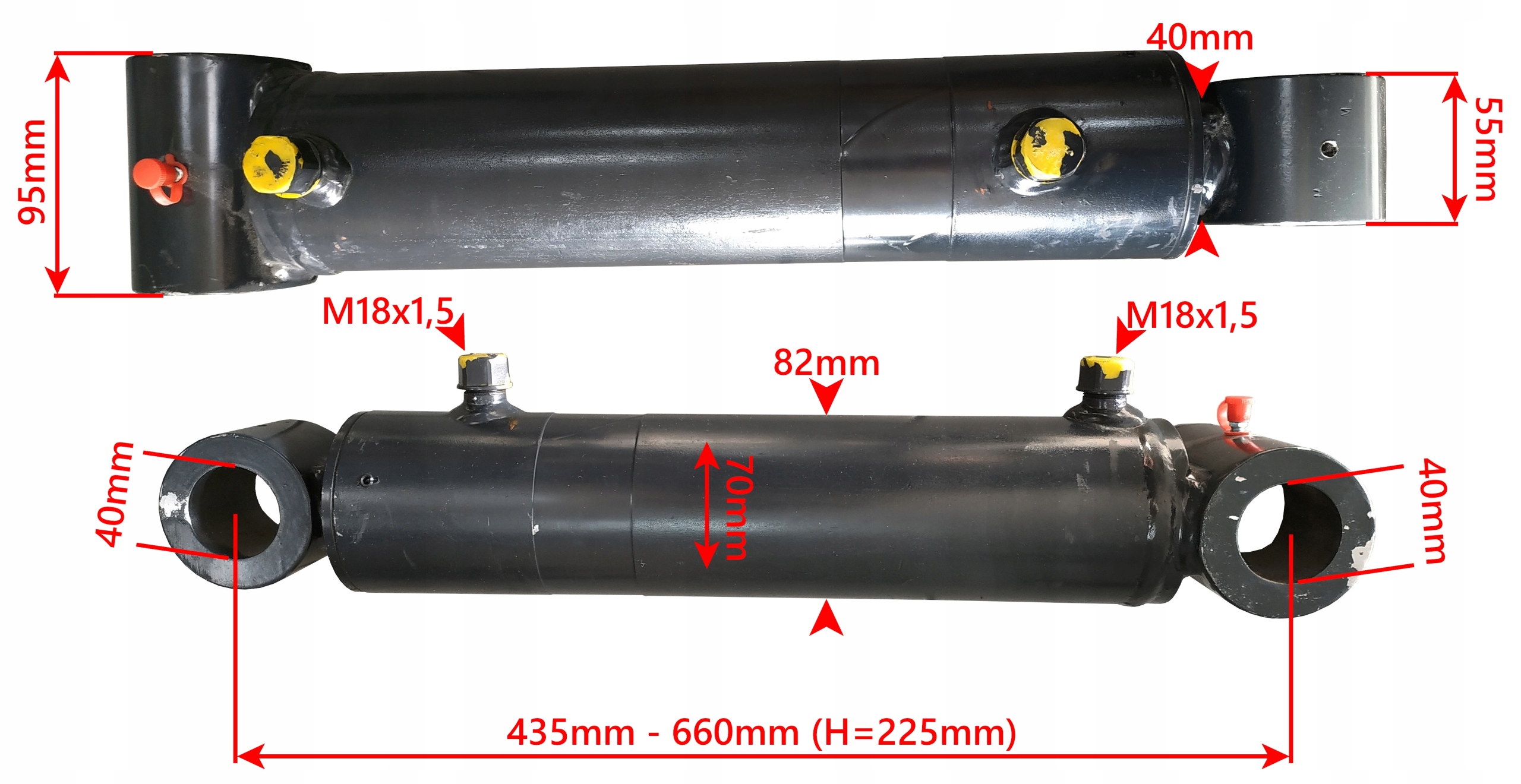SIŁOWNIK HYDRAULICZNY SMT1V 70x40 SKOK 225 ŁYŻKI Producent części SM