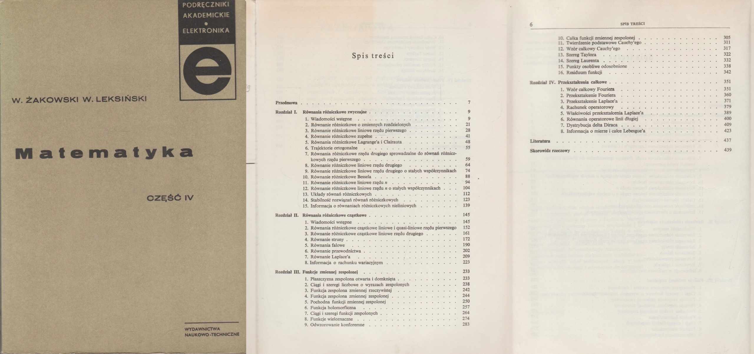 MATEMATYKA IV Żakowski Leksiński RÓŻNICZKI CAŁKI