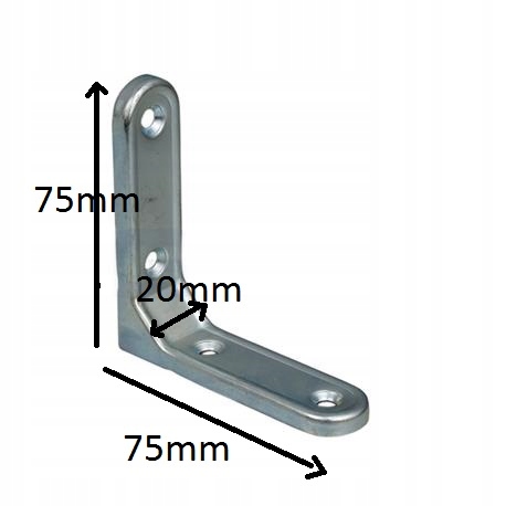 Kątownik montażowy, wzmacniany 75x75x20mm Kod producenta KW-FS0375-01