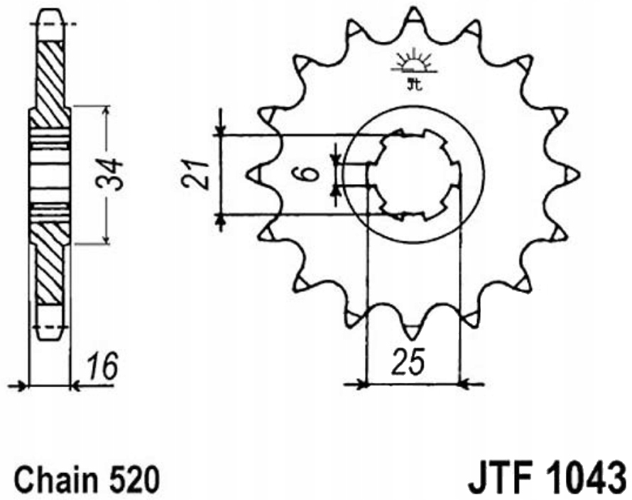 Přední ozubené kolo JTF1043-14 Kymco Venox 250 02-13