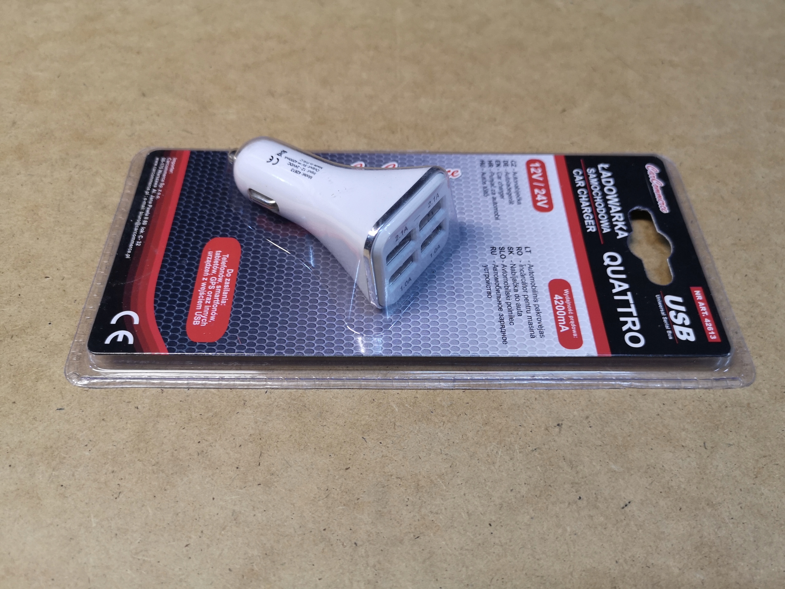 Ładowarka samochodowa USB 12V 24V 4200 mA EAN (GTIN) 5901335430881