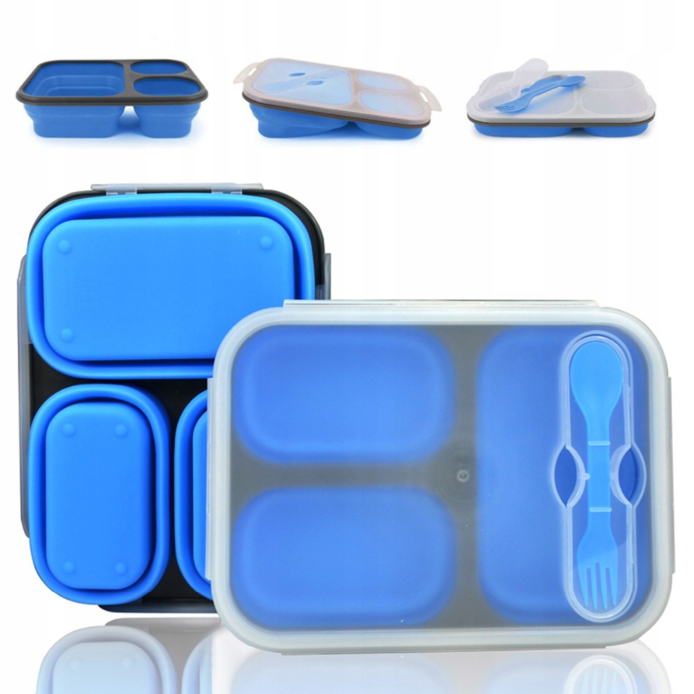 Pojemnik silikonowy plastikowy na żywność Duży 3w1 Pudełko LUNCH BOX Marka inna