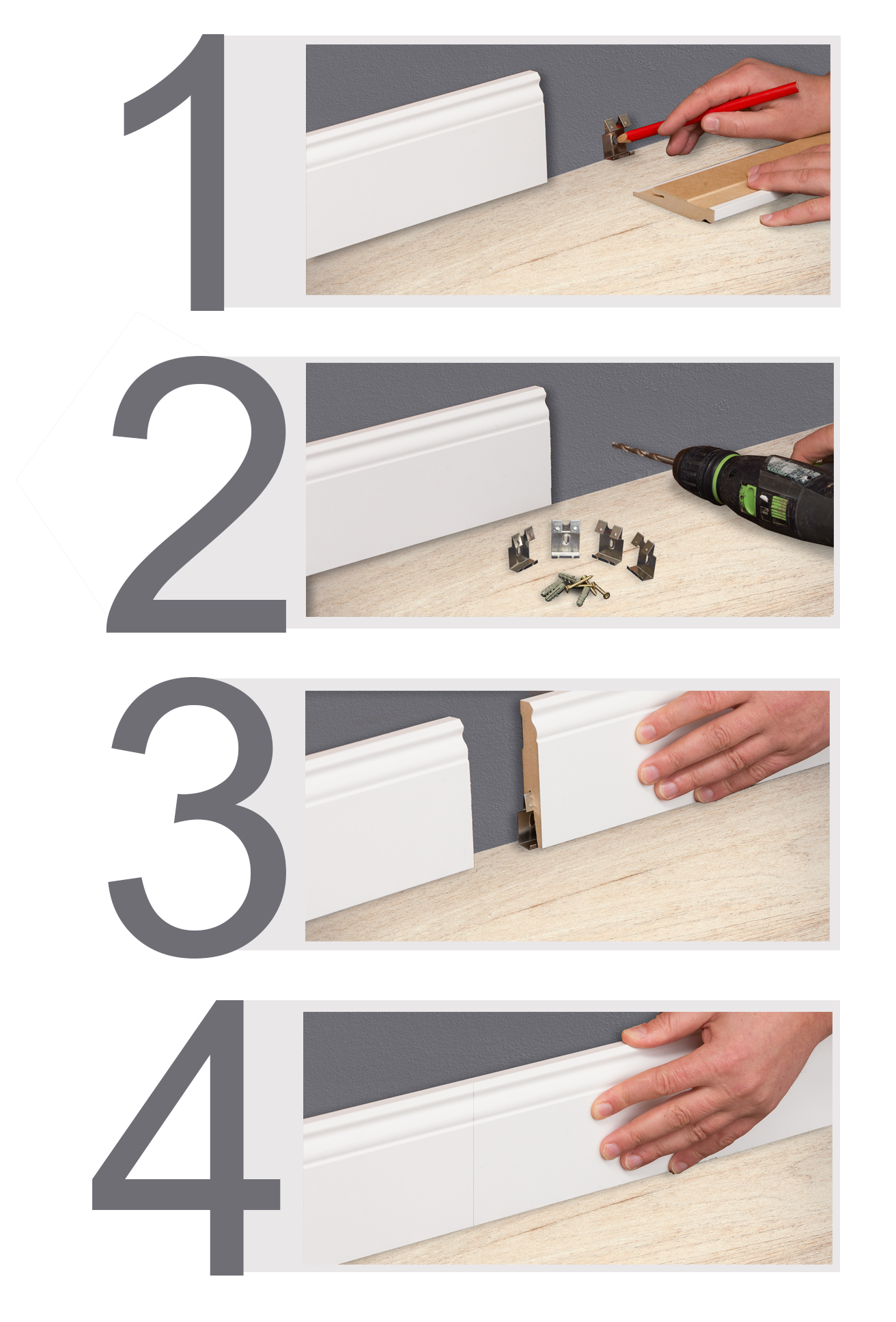 8 LISTWA PRZYPODŁOGOWA MDF DEKORACYJNA COKÓŁ FORNITURY Wysokość 80 mm