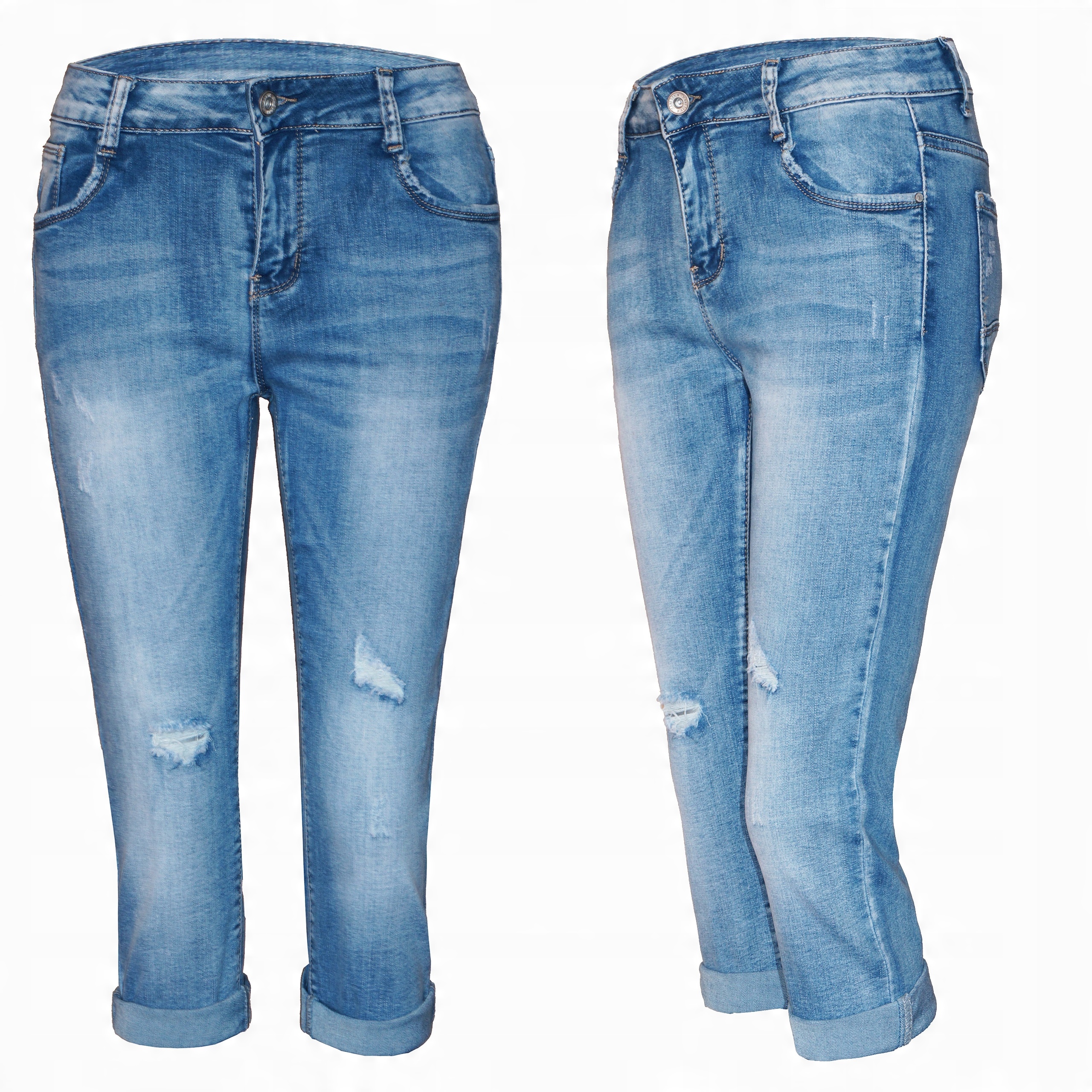 

Super Rybaczki jeansowe damskie Dziury 2XL 44