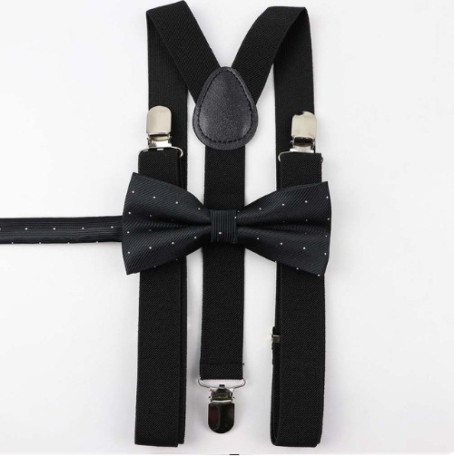 

Komplet Szelki męskie czarne i Mucha męska czarna