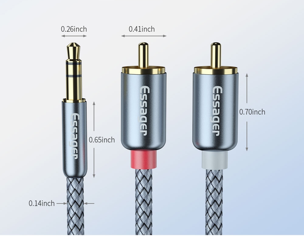 KABEL PRZEWÓD AUDIO HQ 2x RCA MINI JACK 3.5MM CINCH STEREO GOLD HD 1M Marka Essager