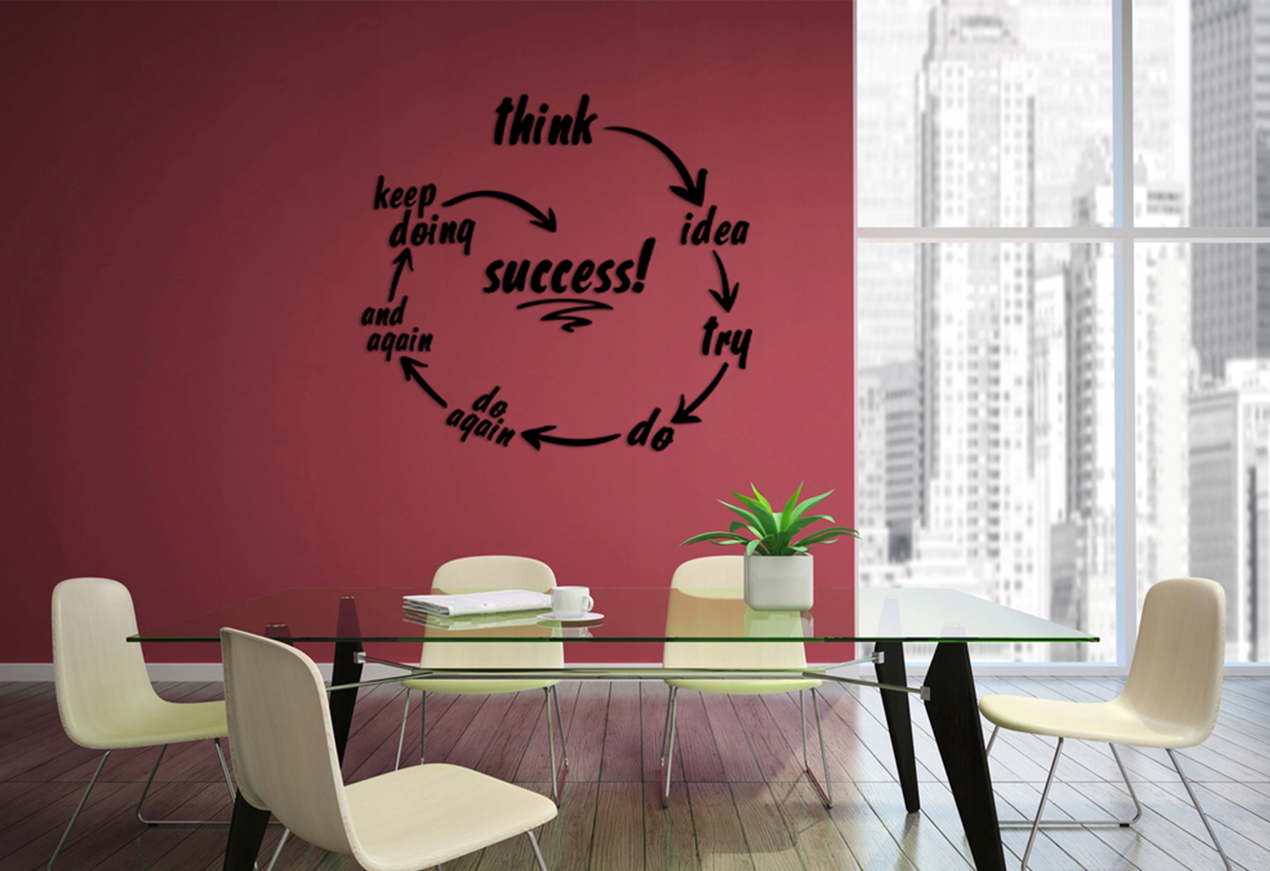 MOTYWUJĄCY! NAPIS NA ŚCIANĘ SZKLANY 3D Materiał pleksi