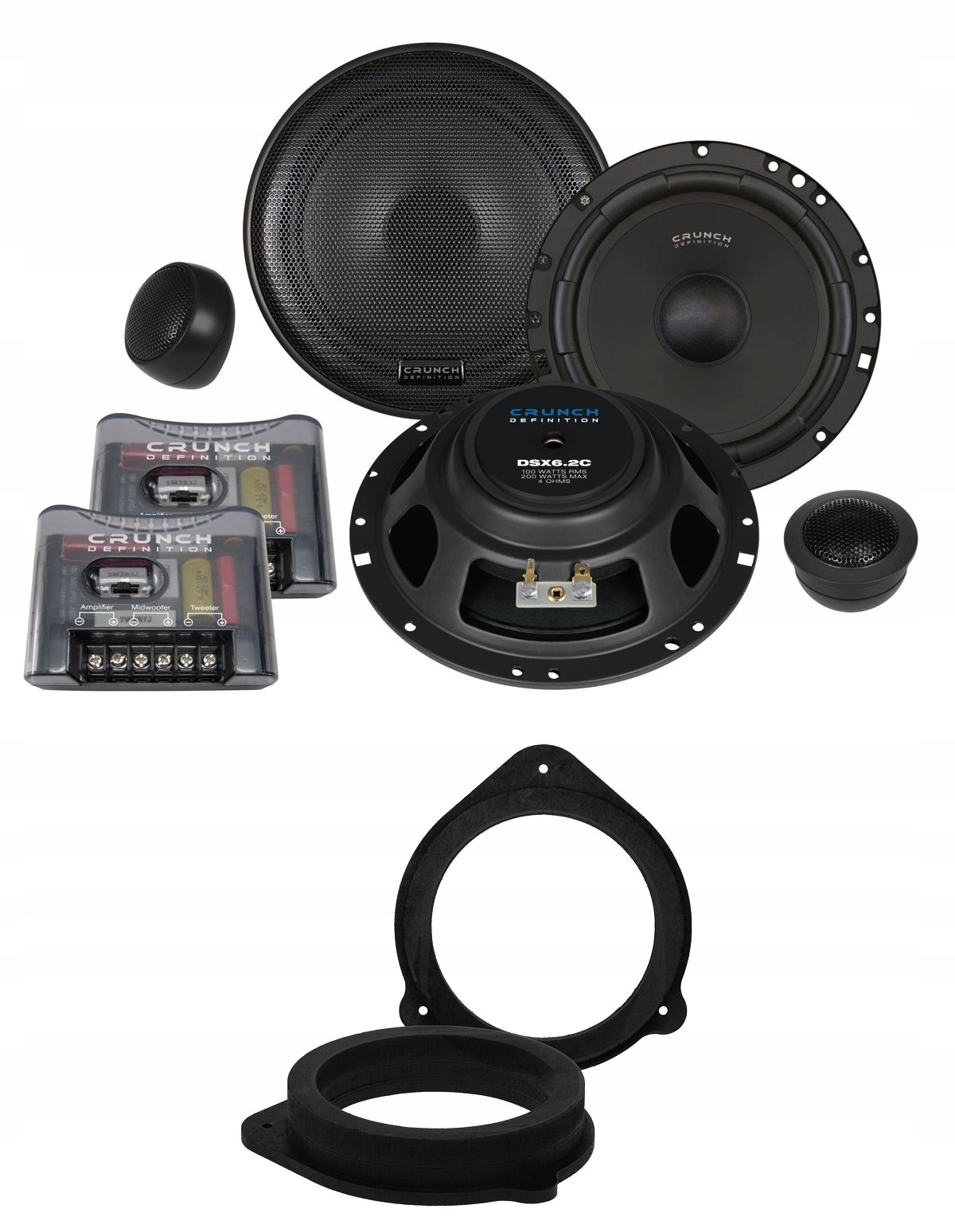 Automobilové reproduktory 165 mm Crunch DSX6.2C dištančné prvky Audi A3 8P Dvere Predné