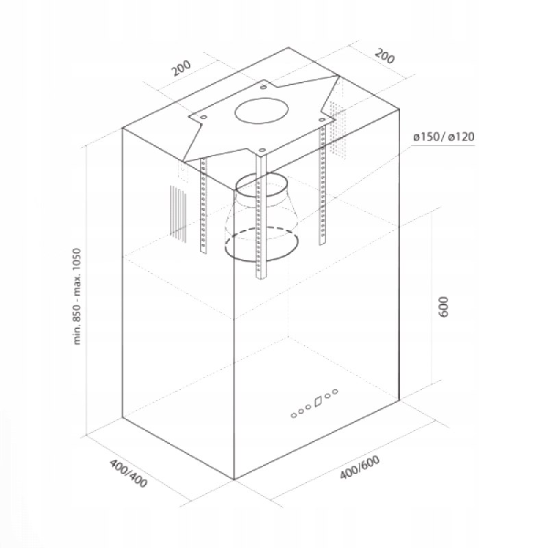 Okap wyspowy biały TOFLESZ SANDY 40 LED + pilot Kolor dominujący biały