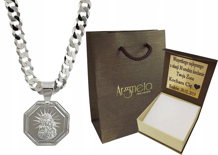 

Łańcuszek Srebrny Męski 5,60 MM. + Medalik Grawer