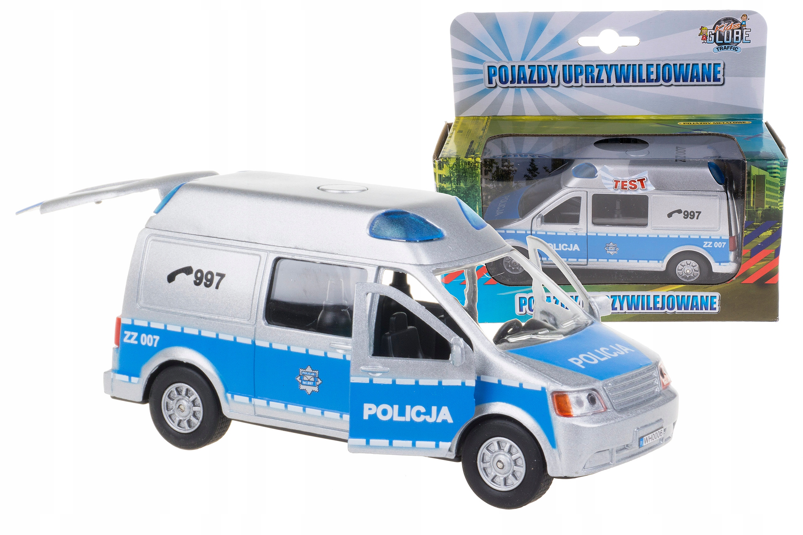 

Policja Van Radiowóz Metal Dźwięk Światło Napęd