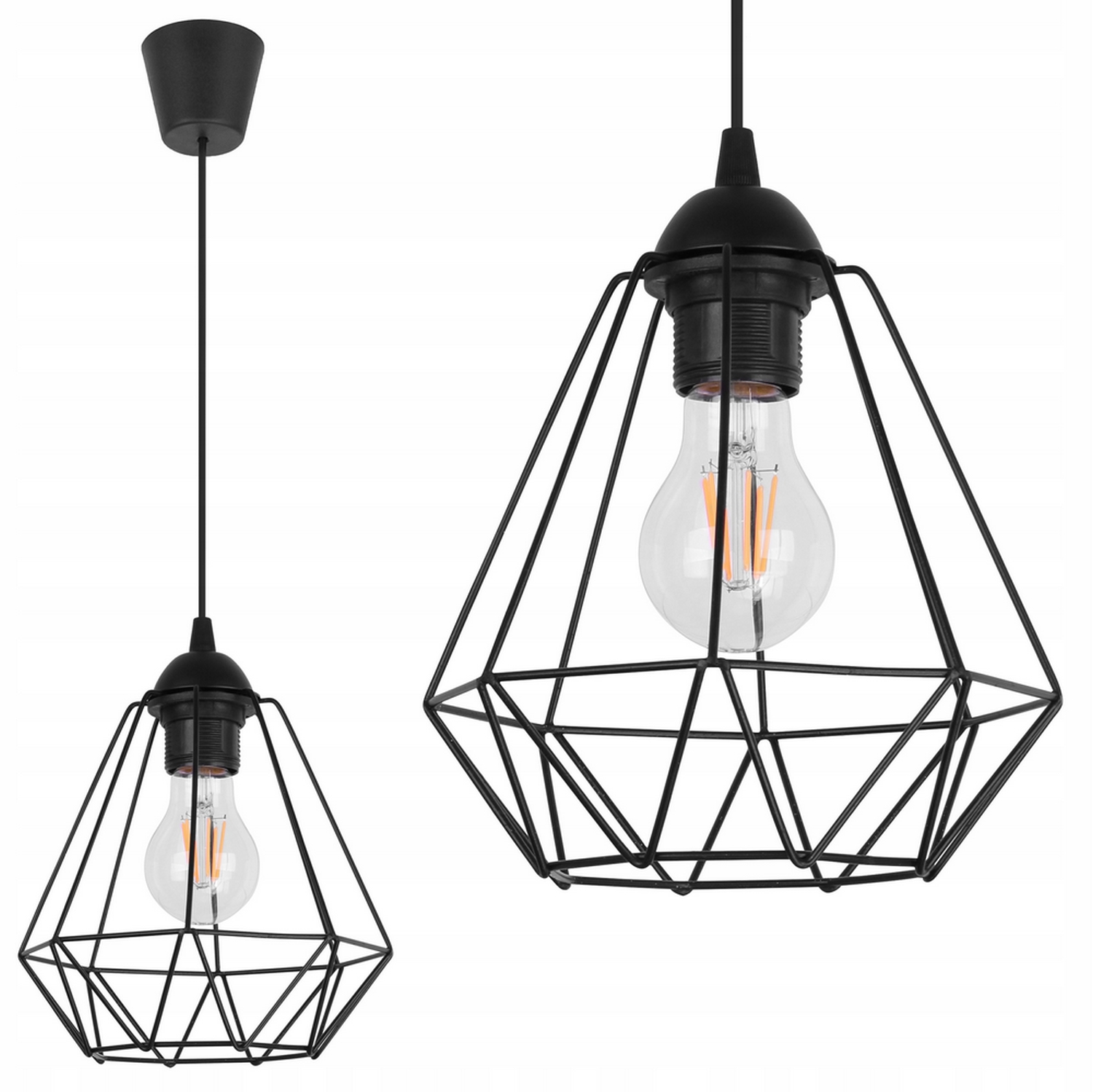 

Lampa Sufitowa Wisząca Diament Loft Edison 1 E27 D