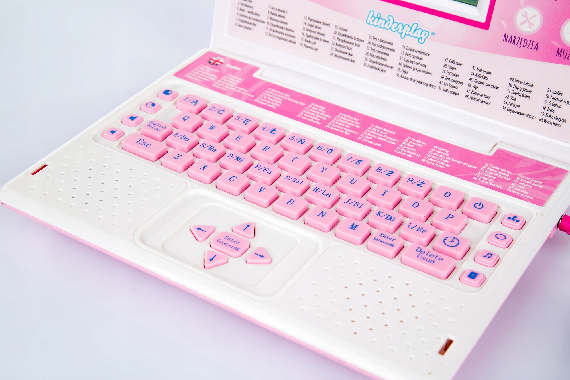 KINDERPLAY LAPTOP DLA DZIECI EDUKACYJNY DO NAUKI LITEREK LICZENIA 120 OPCJI Materiał plastik