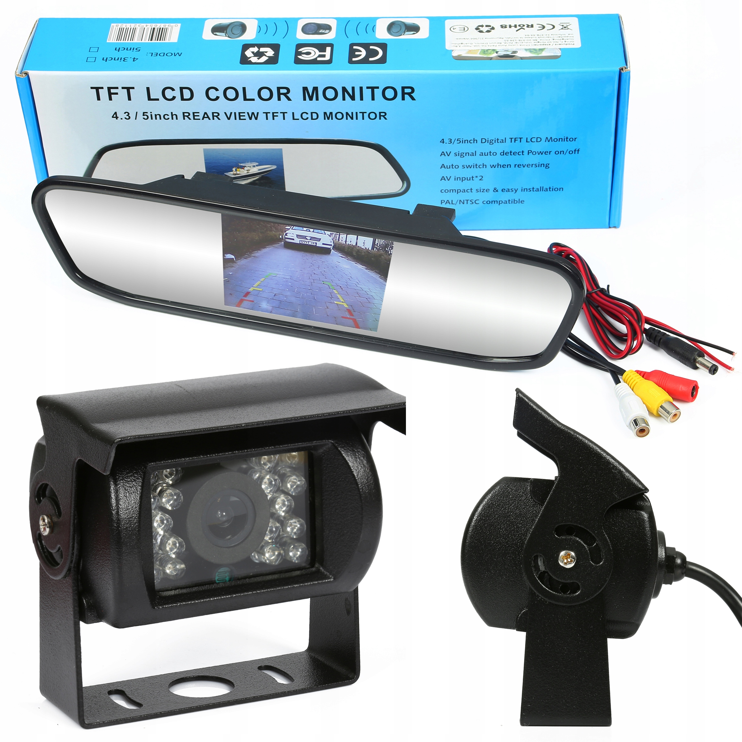 КАМЕРА ЗАДНЕГО ВИДА 18IR 10M ЖК-МОНИТОР В ЗЕРКАЛЕ