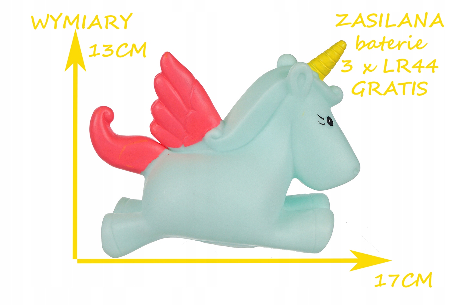 LAMPKA NOCNA JEDNOROŻEC UNICORN 17CM E0754 EMAJ Kolor dominujący biały