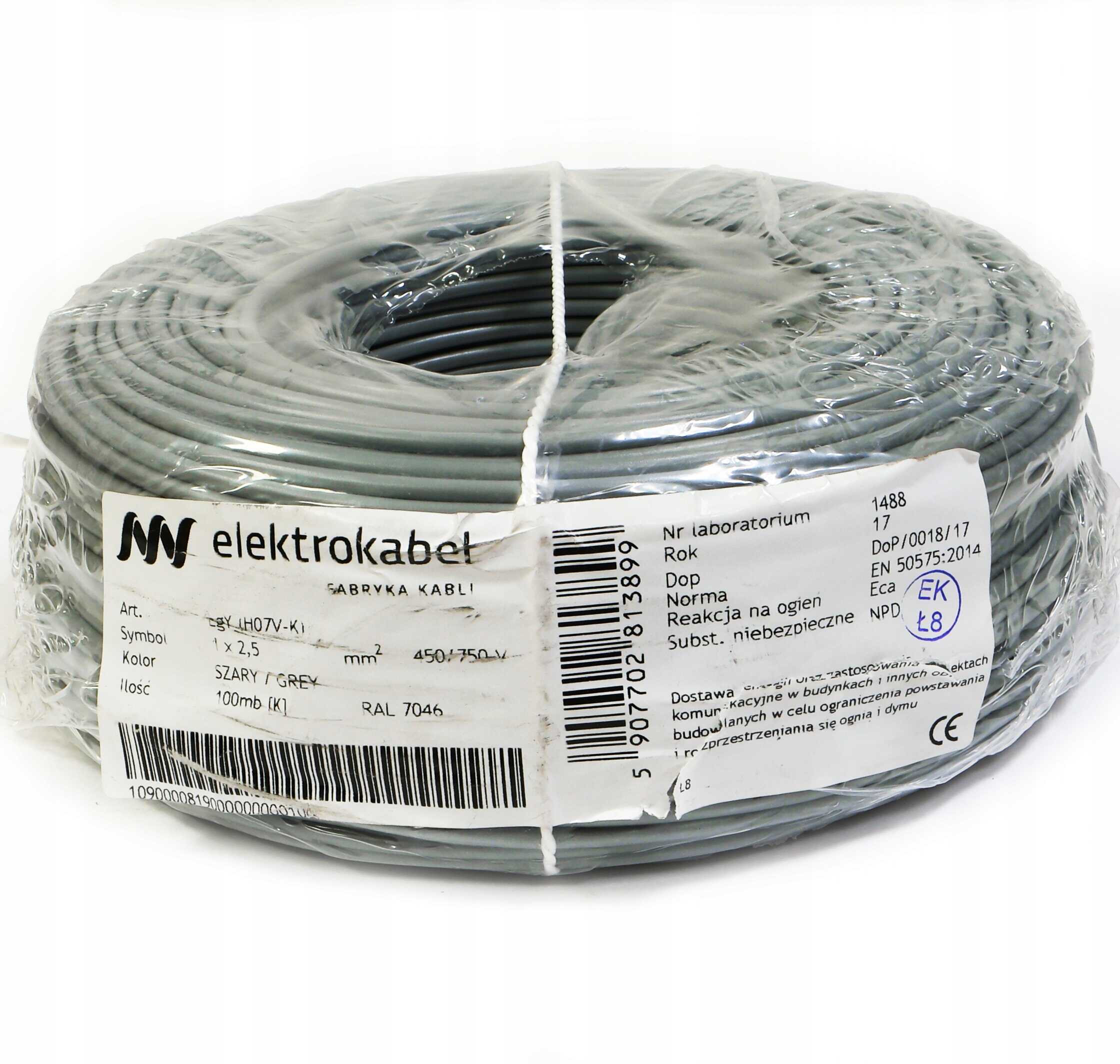 Kábel Lgy 2,5 mm sivý 450/750 V 100 m