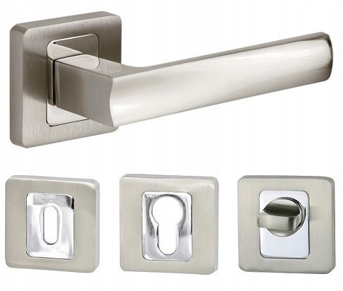 

Klamka Drzwiowa Flip Nikiel Satyna Komplet Rozet