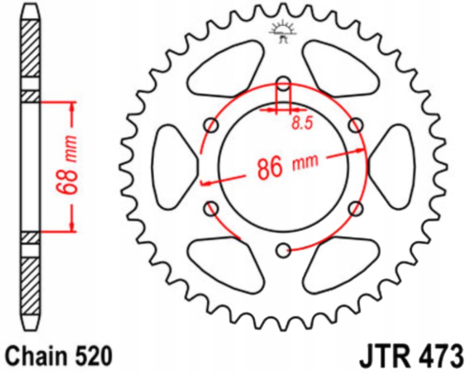 Zadní ozubení Jt R473 37 40Z Kawasaki Z 250 G Ltd