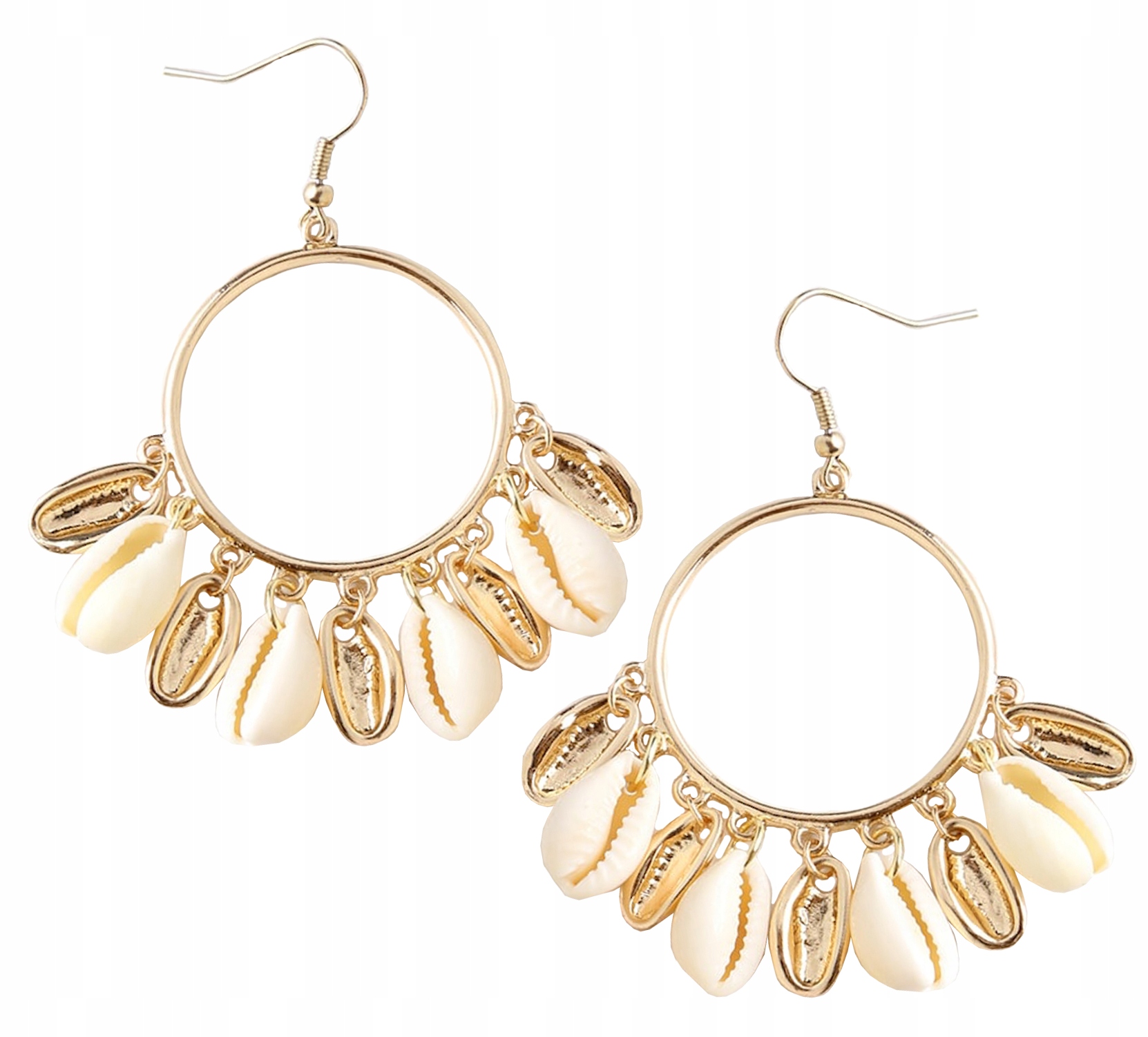 

Kolczyki koła złote muszla muszelki Perły perełki