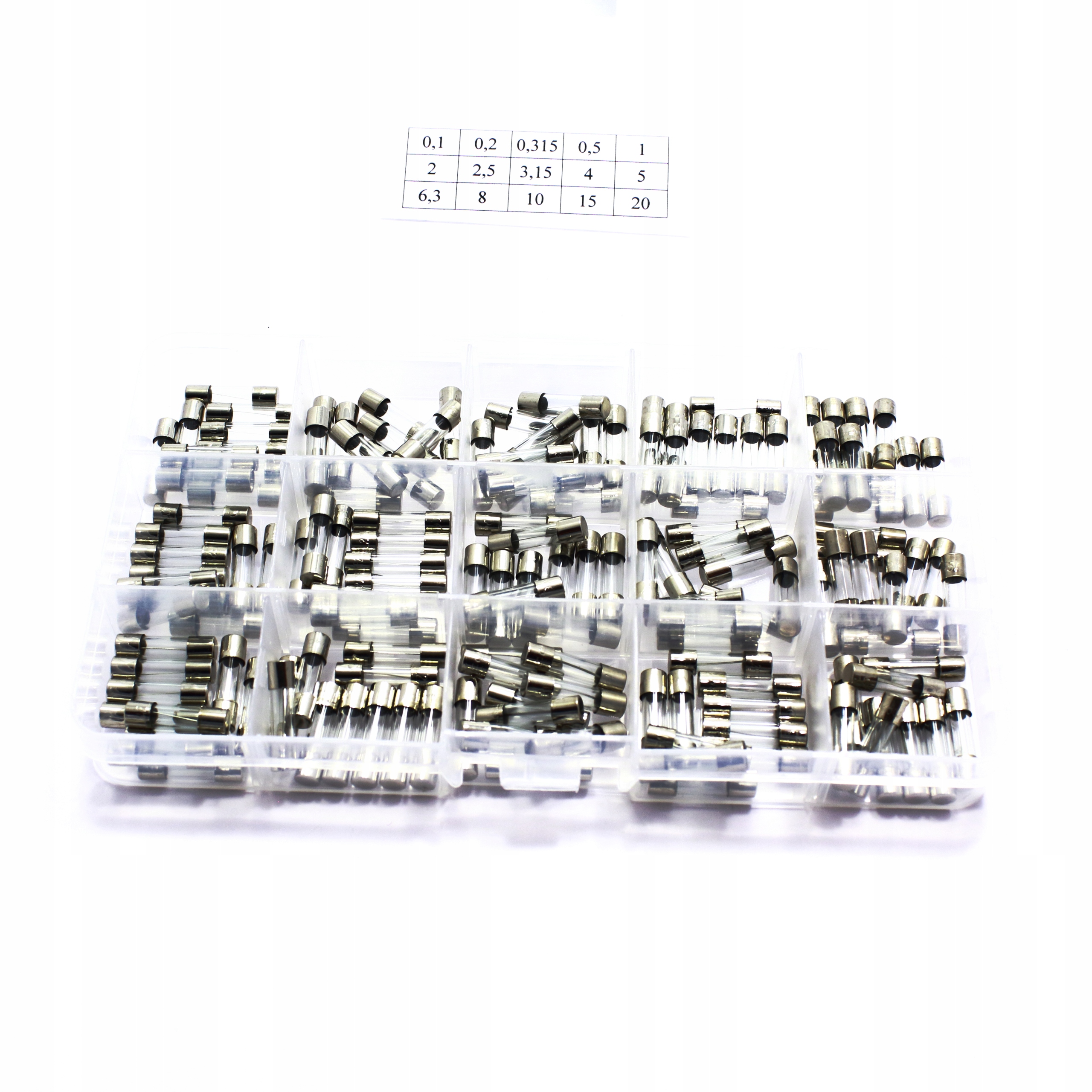 ZESTAW BEZPIECZNIKÓW SZKLANYCH 5x20mm WTA 150szt EAN (GTIN) 5907534736069