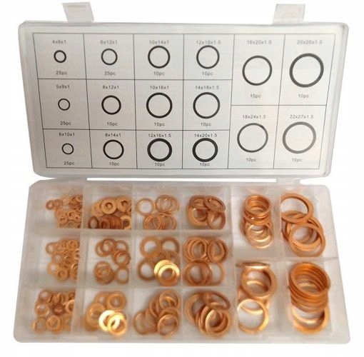 PODKŁADKI MIEDZIANE USZCZELKI ZESTAW PODKŁADEK 220