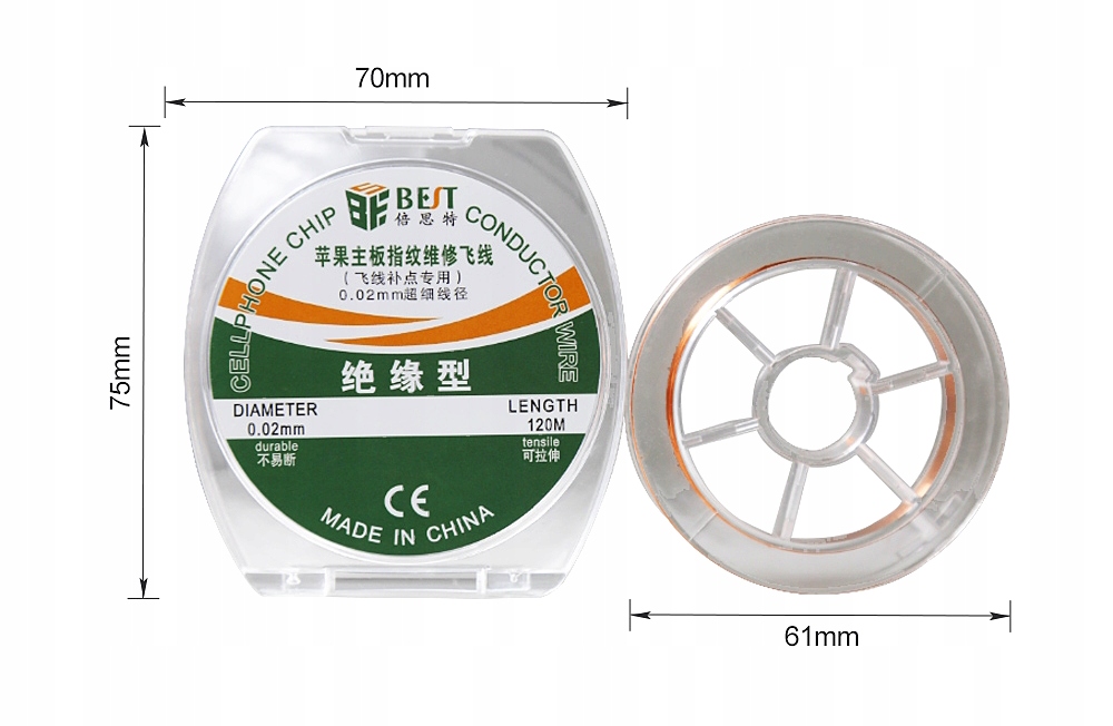 DRUT MIEDZIANY NAWOJOWY DO ELEKTRONIKI NAPRAWY ŚCIEŻEK PAD PCB 0,02mm 120m EAN (GTIN) 5903815918995