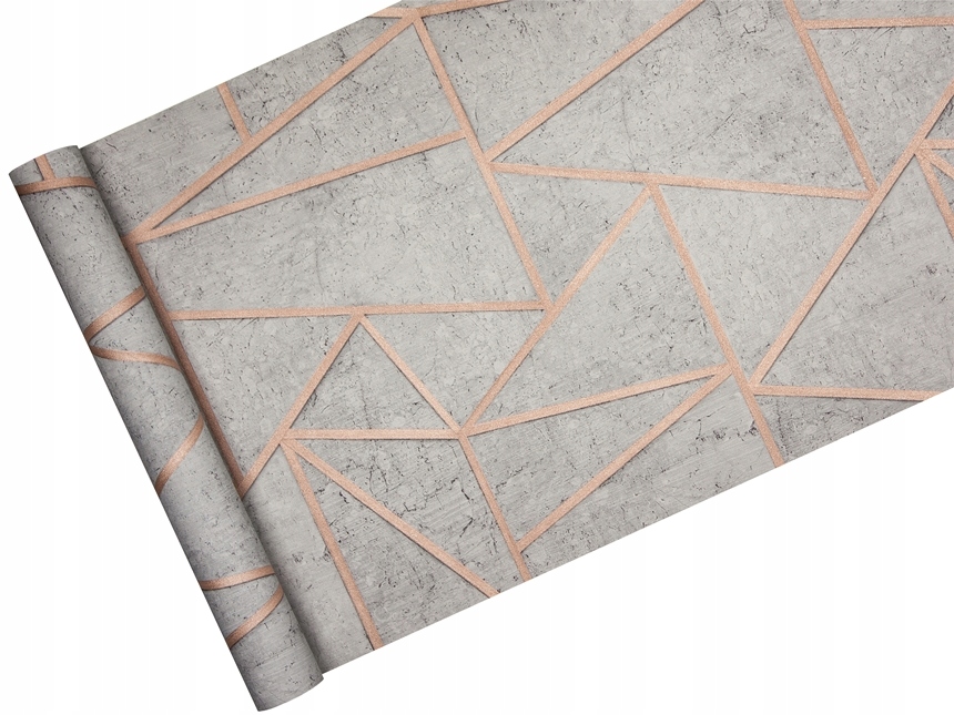 

Tapeta Geometryczna beton i Miedź w stylu Soho