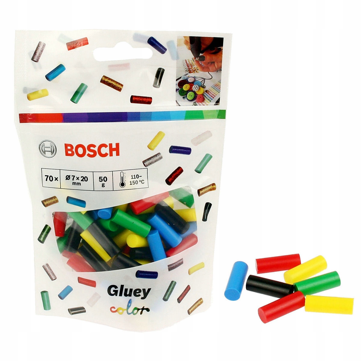 

Bosch Gluey kolorowe sztyfty kleju 70 sztuk