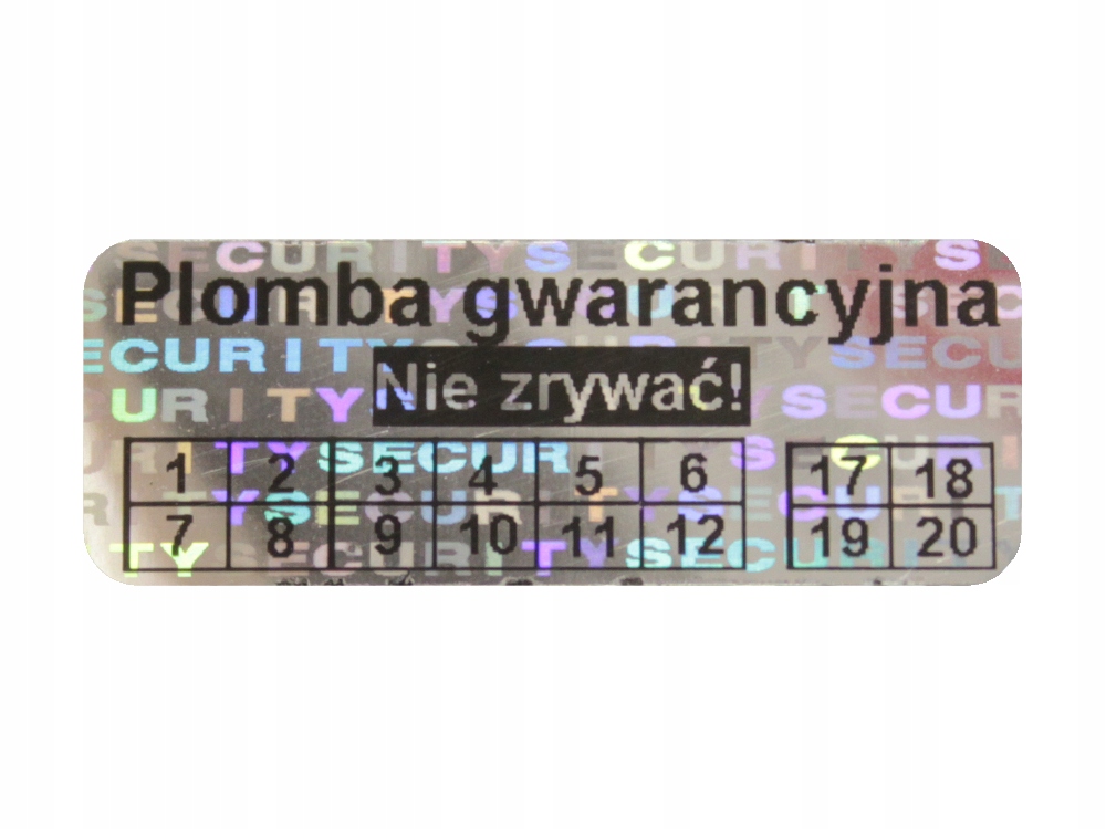 PLOMBY NAKLEJKI STICKERY 30x11 HOLOGRAM 1000SZT Producent Eplomby.pl