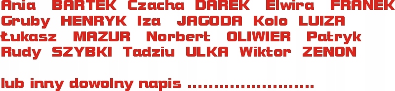 Twoje IMIĘ KSYWA naklejki imienne RÓŻNE IMIONA Rodzaj uniwersalny