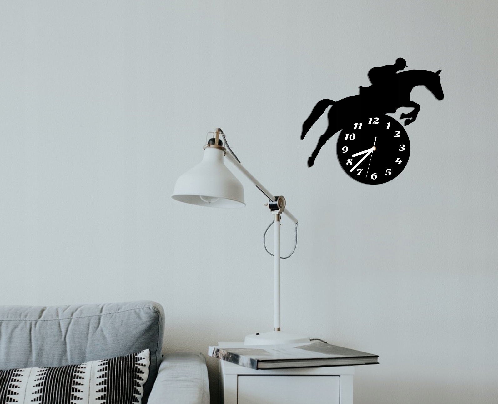 duży zegar ścienny koniem koń konie cichy NOWOŚĆ Zasilanie baterie