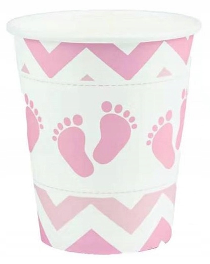 KUBECZKI PAPIEROWE RÓŻOWE BABY SHOWER STOPA 8 SZT