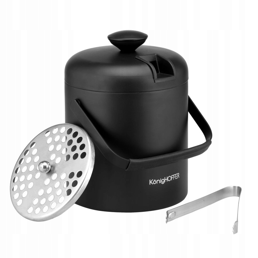 Wiaderko COOLER do lodu KonigHoffer LUGO 1,3L + SZCZYPCE CZARNY MAT