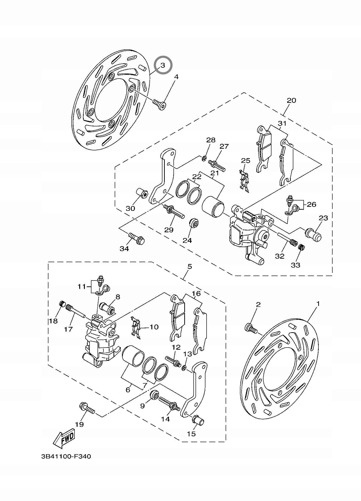 1HP-F582T-00-00 - ПЕРЕДНИЙ ТОРМОЗНОЙ ДИСК YAMAHA GRIZZLY 1HP-F582T-00