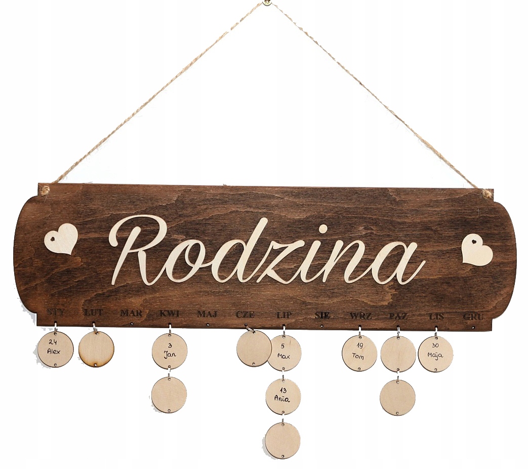 

Kalendarz Przypominacz Drewniany Urodziny