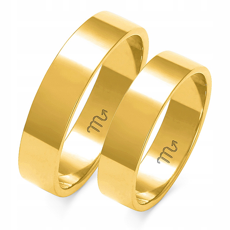 Zlaté 14K Svatební Ploché Prsteny 7,0 mm id A-113
