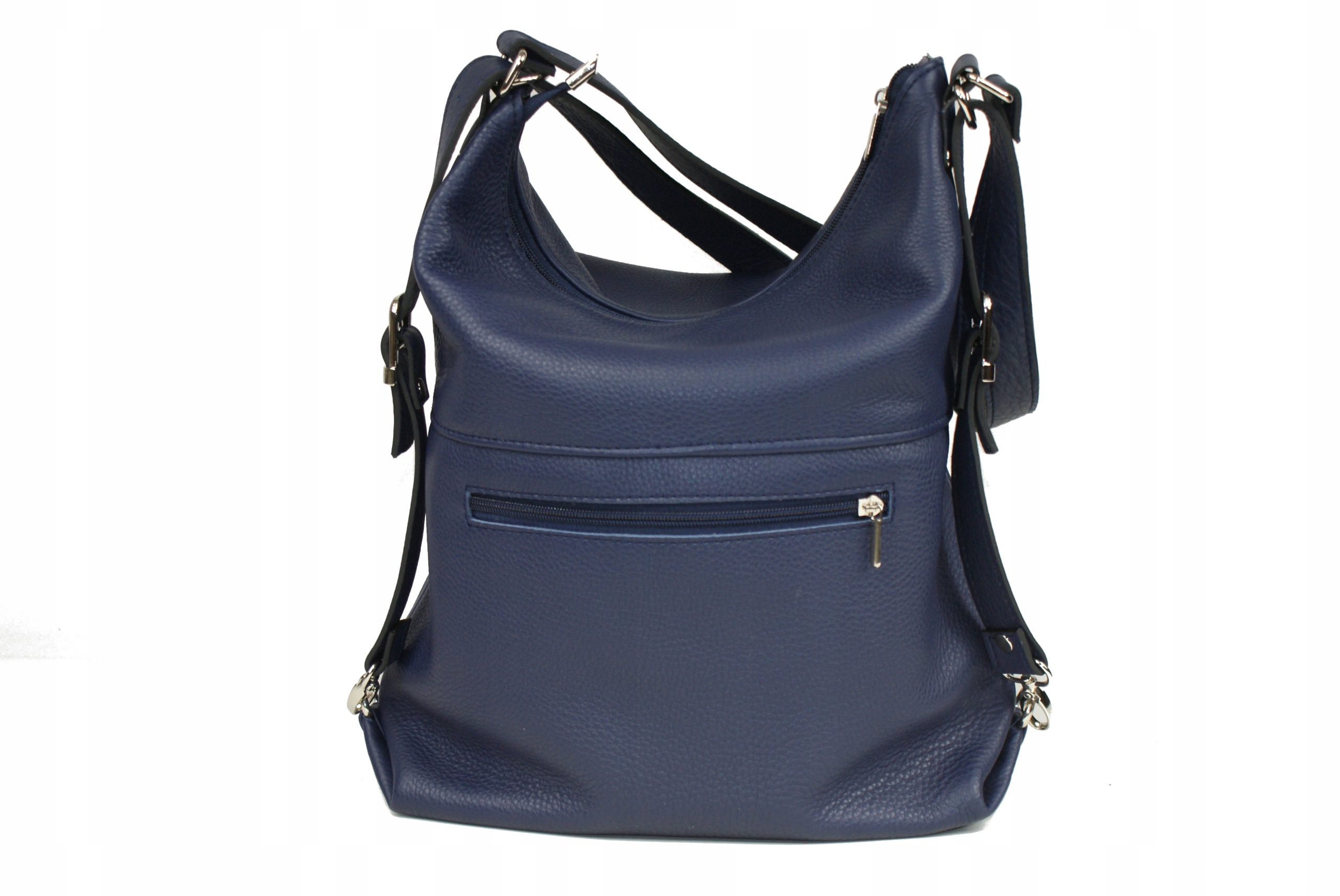 SKÓRZANY PLECAK TORBA DAMSKA 2W1 WOREK SHOPPER A4 Odcień granatowy