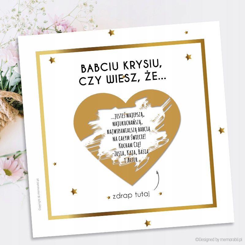 KARTKA ZDRAPKA DZIEŃ BABCI i DZIADKA PREZENT złota Kod producenta 43
