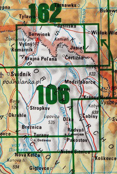 Laborecka Vrchovina 106 mapa VKU Słowacja ISBN 6003320079