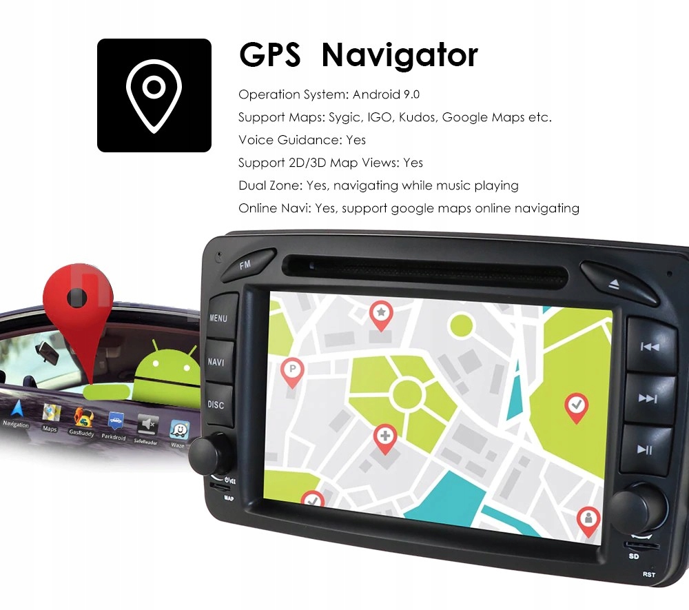 Radio 7' MERCEDES W209 ANDROID 12 4/64 GPS WiFi Marka inna