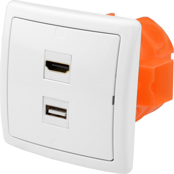 2× Gniazdo ścienne podtynkowe terminal 1 USB 1 HDMI